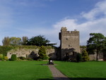 Caldicot is more like a fort than a castle, with probably about an acre of ground within the walls, which were surrounded by a wide moat.  Here you can see the castle keep.