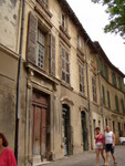 This is a photo of some of the houses that line the main square in Avignon across from the Popes Palace.
