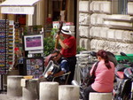 Also in the main square were these two musicians busking outside the Avignon Conservatory of Music (we think).  Double bass and accordian, you can't get much more French than that!!