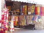 It was extremely hot at Carcassonne, sun was beating down and overexposing a few photos such as this one, a shop selling traditional Provencal fabric items, mostly tablecloths.  Very cheery colours!