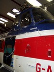 Detail of one of the several Westland Wessex that the museum has on display, this one clearly previously operated by Bristow Helicopters.