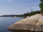 Another view of Lake Alpine, where we climbed one of the bigger boulders to see the lake.