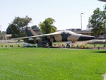 This is a General Dynamics FB-111 Aardvark. It has wings that can be extended or swept back depending on what the plane was doing at the time.