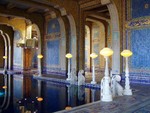 Even more impressive than the Neptune Pool is this indoor Roman Pool. It is big enough to fit two tennis courts on top of it, with room to spare. Yes, the walls, floor and pool are all decorated with mosaic tiles and the yellow tiles are actually topped with gold leaf, the lampstands are made of alabaster... it really was stunning.