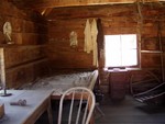 This is an example of a cabin similar to what a miner would have used if they stayed working a claim long term. According to historical data they used to fill the mattress with dry pine needles.