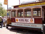 This is the Powell street station Cable-Car station we have been waiting in line about 85-minutes and are just about to get our 25-minute cable-car ride not this one but the next car...