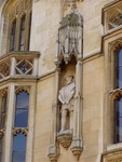 A detail statue of King Henry VIII on one of the college buildings, probably Kings or maybe St Catharines College