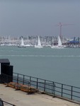 Here is  view of the harbour from the deck of the HMS Warrior.  You can see in the background there was a very dark cloudy sky which was brewing up an impressive lightning and thunder storm - lightning from sky to earth and it went on for a good hour or so.