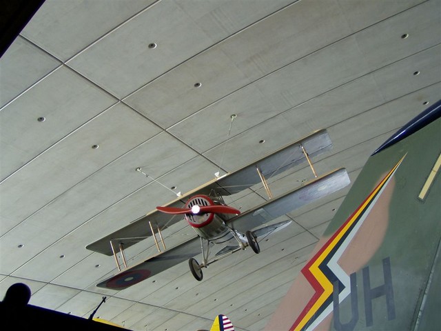 A plane hanging from the ceiling of the hangar, you have to guess on this one...!