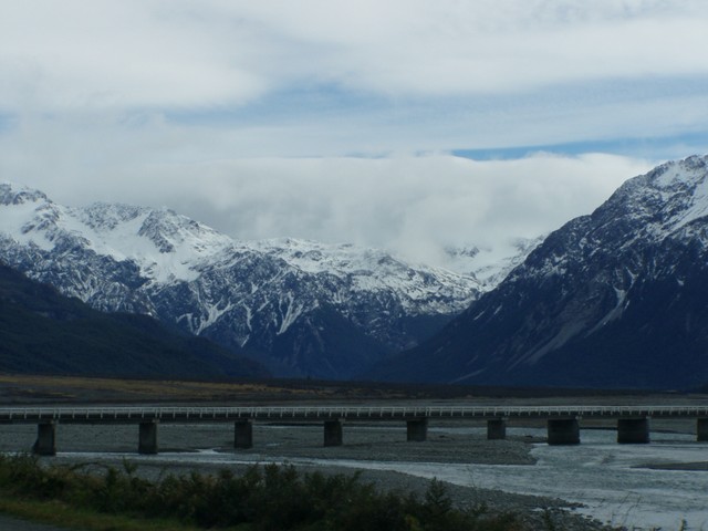 River valley and the bridge leading to Arthurs Pass settlement.