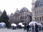 In addition to the traditional nativity scene above were these ultra modern inflated spheres that contained arty things like white fibre-optic christmas trees, some of them clear and some of them reflective silver.  Quite a contrast to the buildings and surroundings!