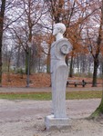 Across the very wide road from the palace is a formal garden with a whole lot more statues, fountain etc.  We didn't stay long to look around but did rest our weary feet and get a couple of photos.