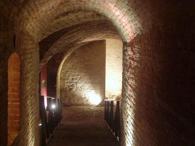 We nearly toured the basement of the Palace.  Instead we took this rather good photo through some small glass windows in the door.  Came out rather well, considering!