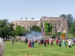 All the people involved in the mock battle wore authentic garments and armour and carried fairly authentic weapons.  The next several photos show scenes from the battle.  The smoke you can see here is from real cannons!