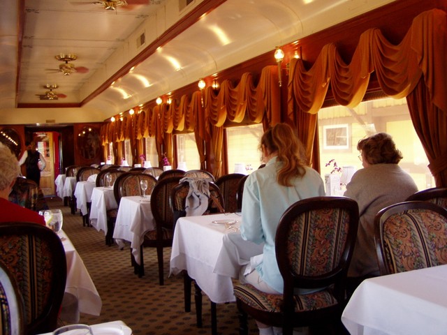 A view of the dinig carriage.  It was very flash with silver service and gourmet dining.